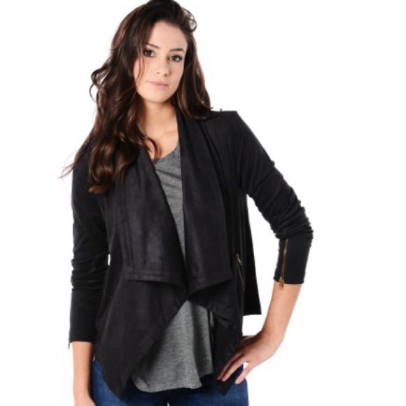 Cupcakes and Cashmere | Faux Suede Draped Jacket - Picture 6 of 7